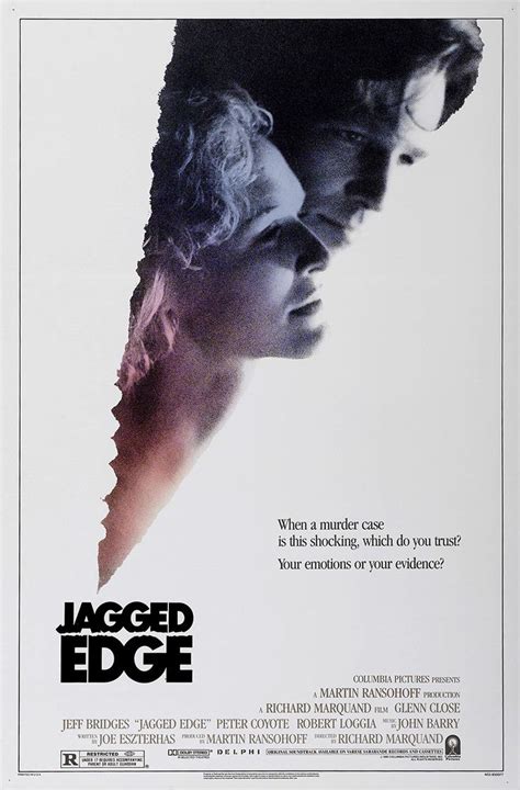 A Movie Poster For Jagged Edge With Two People Facing Each Other And