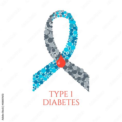 Diabetes Type 1 Awareness Symbol Blue And Grey Ribbon Made Of Circles