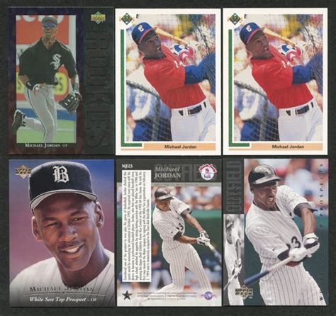 Lot of (6) Michael Jordan Baseball Cards with (2) 1991 Upper Deck #SP1