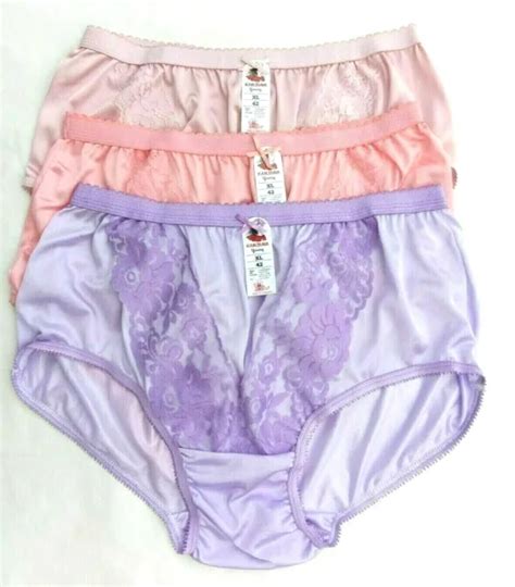 x3 vintage nylon panties soft lace satin bikini hi briefs knickers underwear xl 35 90 picclick