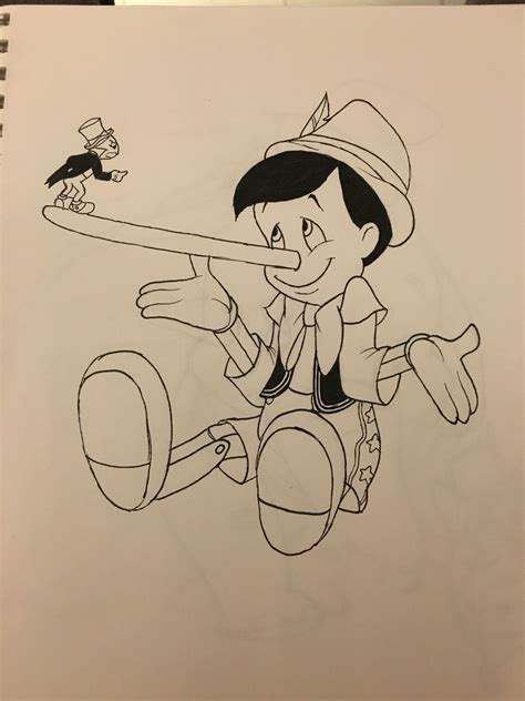 Pinocchio And Jiminy Cricket Pinocchio Disney Drawing Art Artwork