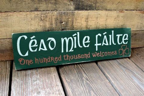 Irish Welcome Sign Céad Míle Fáilte One Hundred Thousand Etsy