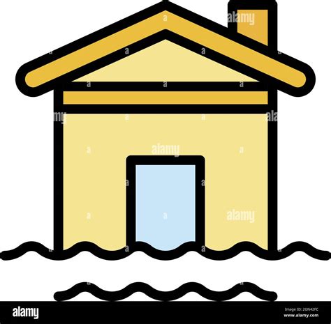 House Water Flood Icon Outline House Water Flood Vector Icon Color
