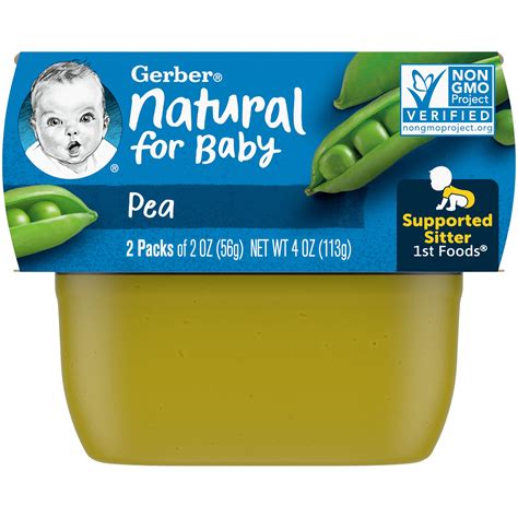 Gerber Stage 1 Baby Food Pea 4 Oz Tub 2 Pack