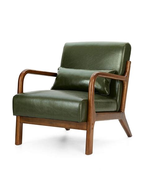Glitzhome Mid Century Modern Accent Armchair With Rubberwood Frame Macys