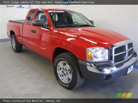 Flame Red 2005 Dodge Dakota Slt Club Cab 4x4 Medium Slate Gray