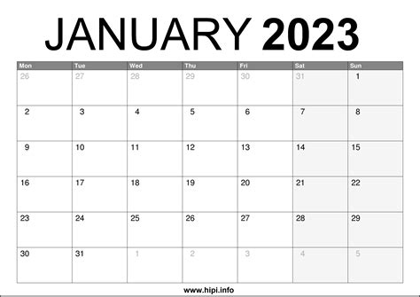 January 2023 Uk Calendar Printable Free