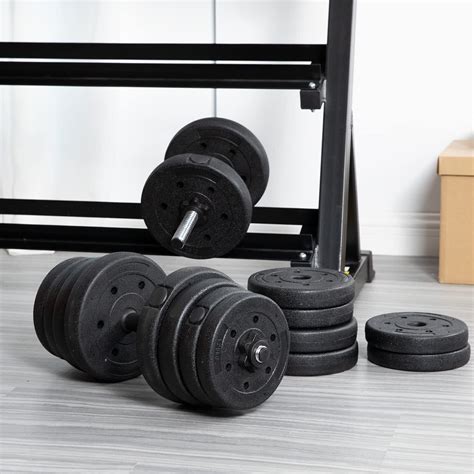 66 Lb Weight Dumbbell Set Adjustable Cap Home Gym Barbell Plates Body