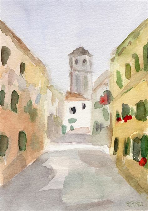 Geraniums Cannaregio Watercolor Painting Of Venice Italy Painting By