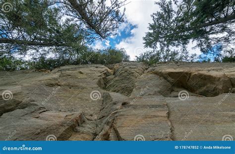 Landscape With Sandstone Cliff On The River Bank Stock Photo Image Of