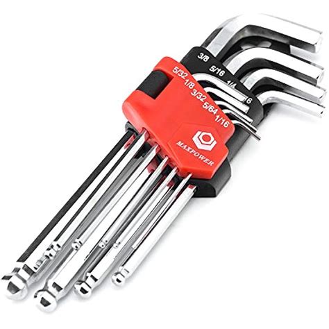 9 Piece Hex Keys Ball Set Pro Grade Large Allen Wrenches In Inches