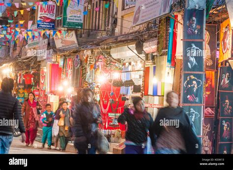 Street Scene At Night Thamel Kathmandu Nepal Stock Photo Alamy