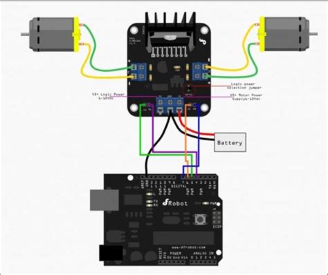 L298 Motor Connection Setup With Arduino Uno Interface Shows The