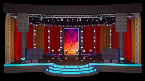 Stage With Curtains And Lights 3d Model Cgtrader