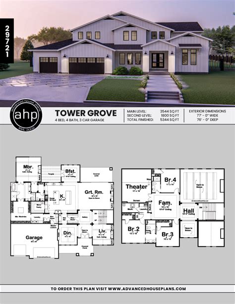 15 Story Modern Farmhouse Style House Plan Tower Grove House Plans