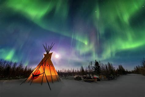 Aurora Borealis Under A Full Moon Photograph By Brent Hussin Fine Art