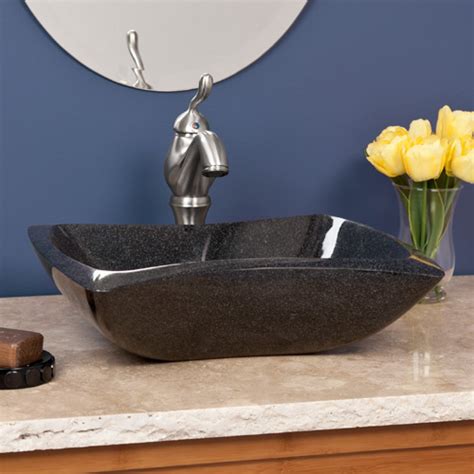 Bowtie Shape Black Granite Vessel Sink Natural Stone Creations
