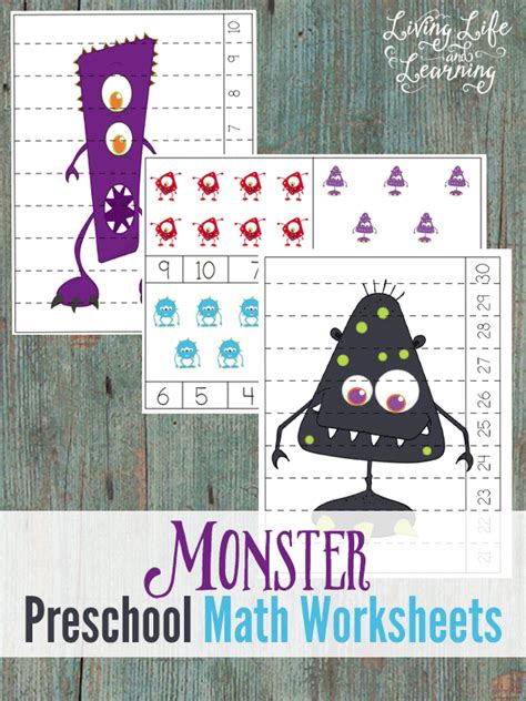 Preschool Monster Math Worksheets Freebie Homeschool Giveaways