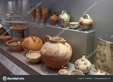 Athens, Greece, September, 03, 2016. Cycladic pottery in museum of