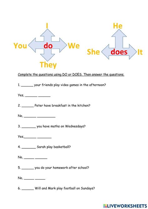 Do Or Does Online Worksheet For Kids 4 You Can Do The Exercises Online