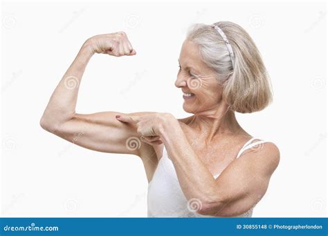 Woman Flexing Muscles Showing Displaying Her Strength Royalty Free Stock Image Cartoondealer