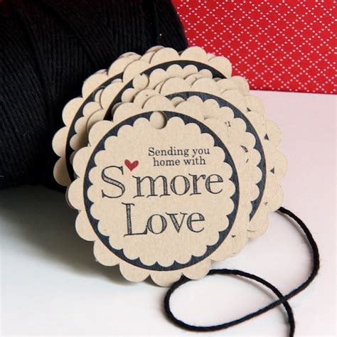 Smore Love With Heart Wedding Favor Tags On Kraft Scallop