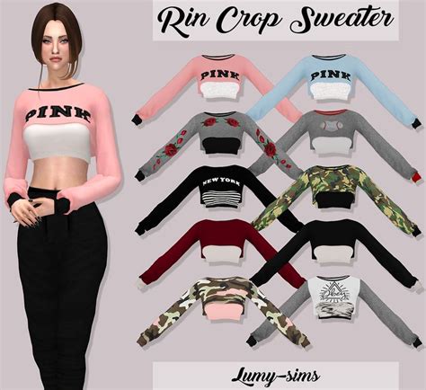Rin Crop Sweater Sims 4 Clothing Sims 4 Sims