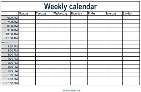 Free Printable Daily Schedule With Time Slots