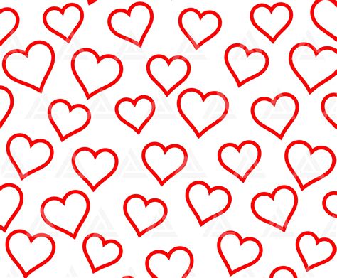 Outline Red Heart Pattern Svg Love Svg Valentines Day Etsy Canada
