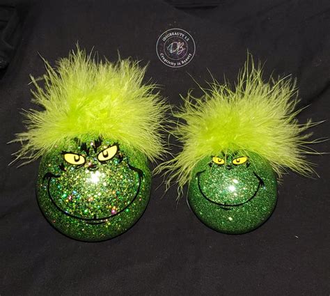 Grinch Ornaments Grinch Face Grinchmas Glitter Plastic Ornament