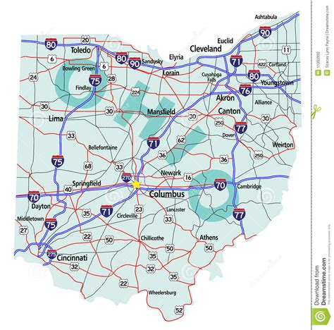 Ohio State Interstate Map Stock Photography Image 11952332