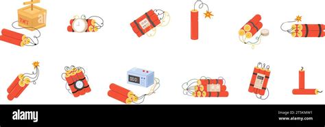 Tnt Dynamite Clipart Isolated Dynamite Icons Explosive Tools And