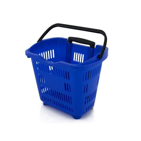 Plastic Trolley Basket Wheeled Carry Baskets Blue
