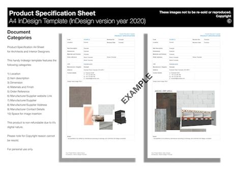 Interior Design Product Specification Template For Architects Etsy