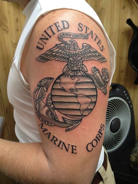 Semper Fi Tattoo On His Left Arm Arm Tattoo Sites