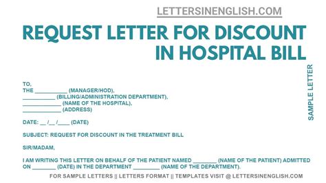 Letter For Discount In Hospital Bill Letter To Request For Discount