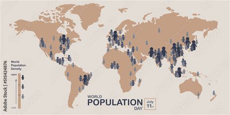 Map Of World Population Density World Population Day Vector De Stock