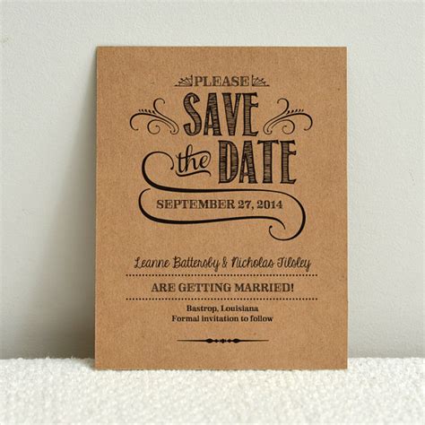 Diy Kraft Paper Wedding Save The Date Handlettered Rustic Love