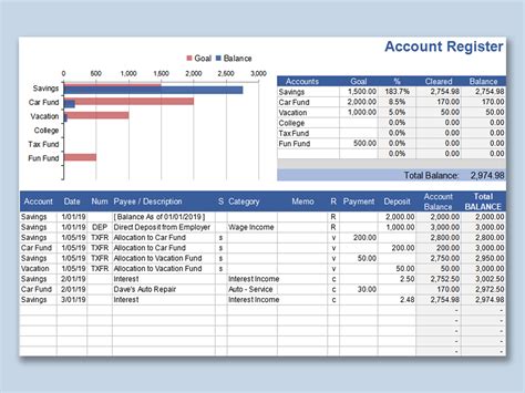 Excel Of Clearly Modern Account Registerxlsx Wps Free Templates