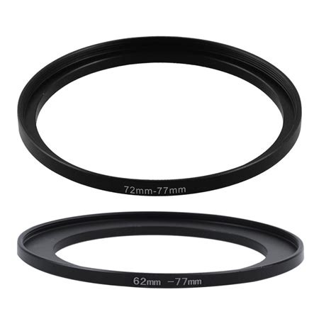 2pcs Camera Lens Step Up Filter Black Metal Adapter Ring 72mm 77mm