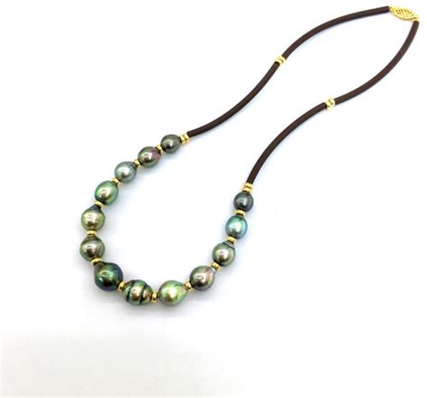 Tahitian Baroque Pearl Necklace With Rubber Cord Pearllounge