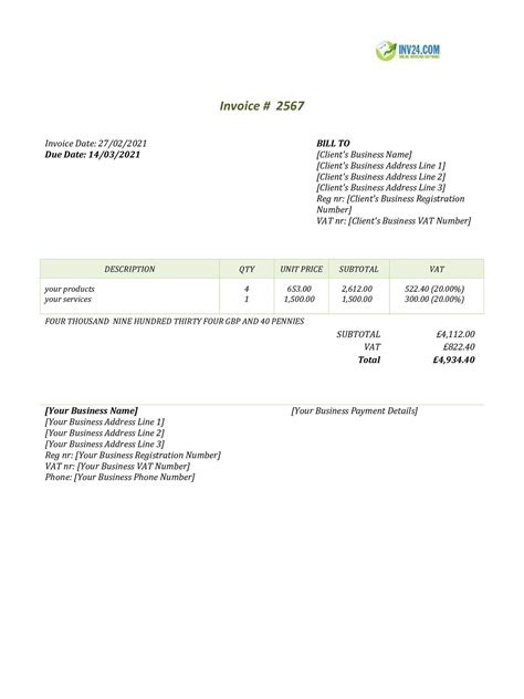 Vat Invoice Template Uk Word Free Download Nude Photo Gallery
