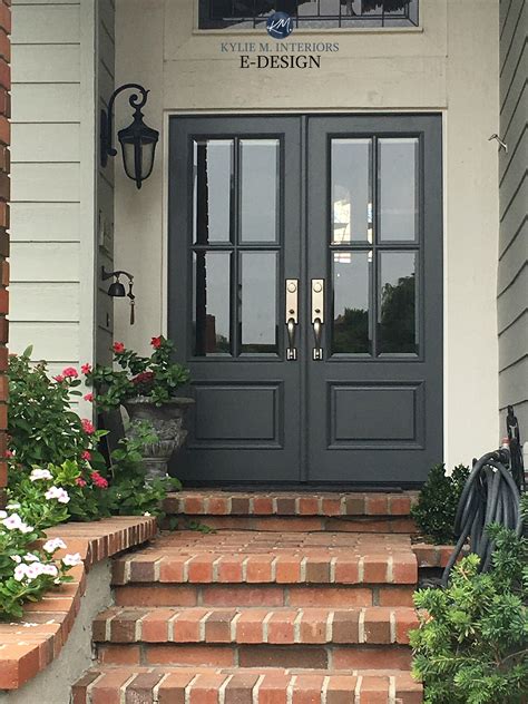 Front Door Benjamin Moore Charcoal Slate Red Brick Stairs On Exterior Kylie M Interiors