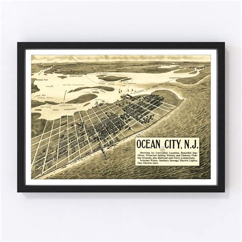 Vintage Map Of Ocean City New Jersey 1903 By Teds Vintage Art