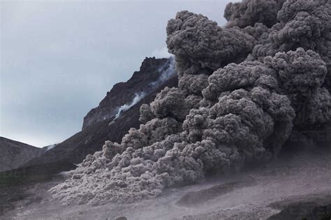 Montserrat Caribbean Pyroclastic Flow Over Eruption Stock Photo