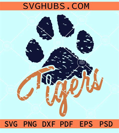 Tigers Paw Print SVG Tigers Football SVG Go Tigers Svg Football Mom Svg