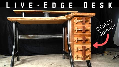 Fabulous nakashima style live edge new artist made console desk table. Live Edge Industrial Desk with CRAZY WOODWORKING JOINERY ...