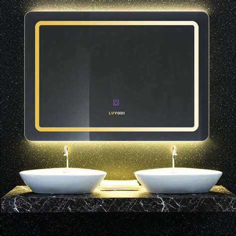 Designer Wall Hung Bathroom Illuminated Led Mirror Demister Pad Touch Control Ebay