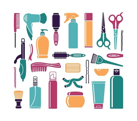 Premium Vector Set Of Flat Icons Hairdressing Accessories Vector