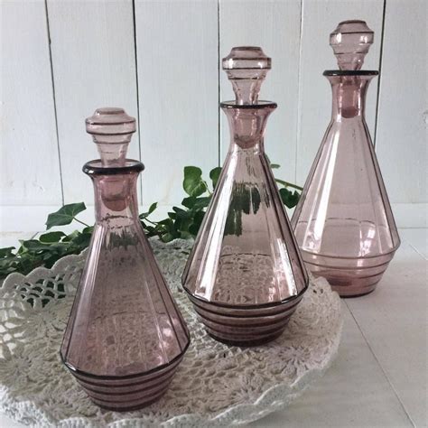 5x Vintage Colored Glass Decanters Classics Life